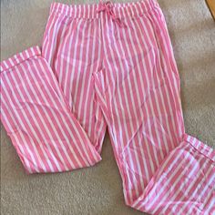 Never Used Pajama Pants Cotton Pants For Spring Sleepover, Casual Spring Bedtime Bottoms, Spring Bedtime Pants With Elastic Waistband, White Comfortable Sleepwear, Spring Season Elastic Waistband Bedtime Pants, Casual Bottoms For Bedtime In Spring, Casual Spring Bottoms For Bedtime, Summer Pants With Elastic Waistband For Sleepover, Pink Cotton Sleep Bottoms