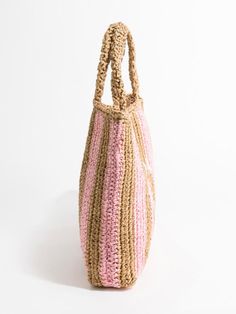 Casual style. Lightweight. Straw. Raffia natural fiber. Color may be lighter or darker depending of the device it is displayed. Chic Pink Beach Bag For Daily Use, Chic Pink Beach Bag, Pink Chic Beach Bag, Large Pink Everyday Bag, Large Pink Shopping Bag, Pink Rectangular Bucket Bag For Daily Use, Large Pink Bag For Everyday Use, Chic Pink Crochet Bag For Daily Use, Trendy Pink Beach Bag For Everyday