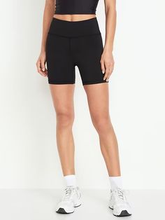 High-Waisted PowerSoft Biker Shorts -- 6-inch inseam | Old Navy Athletic Fit Bottoms With Built-in Shorts, Athletic Fit Black Bottoms With Built-in Shorts, Casual Activewear With Built-in Shorts Above Knee, Compressive Moisture-wicking Biker Shorts With 5-inch Inseam, Casual Stretch Biker Shorts With 5-inch Inseam, Sporty Stretch Athletic Shorts With 5-inch Inseam, Sporty High-waisted Shorts With Contoured Waistband, Fitted Biker Shorts With 5-inch Inseam For Gym, Compressive High-waisted Sport Shorts