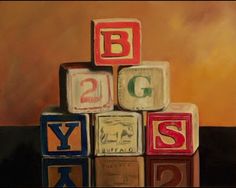 a painting of blocks that spell out the word b2c and y3c