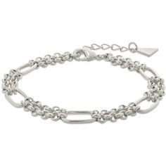 Add shine and glam to any look with this bold bracelet! This unique design features alternating large and small chain links. Available in gold and silver, and adjustable for a perfect fit. Materials: 14K gold rhodium plated brass Features: Measures 7" length with 1.25" extender, 0.3" width, Lead & Nickel free, lobster clasp Modern Adjustable Chain Link Bracelet, Trendy Silver Chain Bracelet With Solid Links, Modern Metal Chain Link Bracelet, Modern Chain Link Charm Bracelet, Modern Bracelets With Rectangular Figaro Chain Links, Modern Adjustable Charm Bracelet With Solid Links, Trendy Oval Link Jubilee Chain Bracelet, Modern Adjustable Charm Bracelet With Solid Link Construction, Trendy Jubilee Chain Bracelet With Oval Links