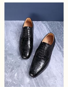 These men's formal Oxford shoes are made from long-lasting crocodile skin and lined with genuine leather for extreme comfort. With an alligator pattern and semi-glossy finish, these shoes are sure to turn a lot of heads. Make your business look special with this stylish product. Buy now!

Specifications




Upper Material: Crocodile Skin

Toe Shape: Round Toe

Shoes Type: Basic

Season: Spring/Autumn

Pattern Type: Solid

Outsole Material: Genuine Leather

Outsole: Genuine Cowskin + Rubber

Orig Leather Oxfords With Crocodile Pattern And Pointed Toe, Black Dress Shoes With Crocodile Pattern, Black Crocodile Pattern Oxfords For Business, Office Leather Shoes With Crocodile Pattern And Round Toe, Semi-formal Leather Shoes With Crocodile Pattern, Black Crocodile Pattern Wingtip Oxfords, Business Dress Shoes With Crocodile Pattern, Office Dress Shoes With Crocodile Pattern And Plain Toe, Plain Toe Dress Shoes With Crocodile Pattern For Office