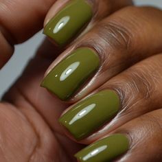 Olive Green Nail Polish Army Green Nails Creme Nail Polish Etsy Canada Olive Green Nail Polish, Green Nail Colors, Army Green Nails, Dark Acrylic Nails, Olive Nails, Nail Glam, Green Nail Art, Cirque Colors, Green Nail Polish