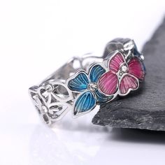 Beautiful Eternity Anillos Colorful Flower Butterfly Rings For Women, Pd113 Material: Silver Plated Brass Attractive Packaging Buy Any 2 Items For $25 (Make Bundle) 100% Brand New Thank You! Blue Flower Ring For Anniversary, Multicolor Flower Ring For Wedding, Adjustable Flower Charm Ring, Multicolor Enamel Open Ring, Blue Flower Promise Ring, Multicolor Flower-shaped Wedding Rings, Adjustable Multicolor Flower Ring, Multicolor Flower Jewelry For Wedding, Multicolor Flower-shaped Wedding Jewelry