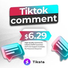 two speech bubbles with the words tiktok comment $ 6 29 and $ 7 99