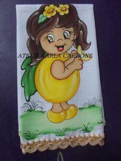 a cake with a girl holding a banana on it