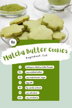 Matcha Butter cookies Matcha Pistachio Cookies, Matcha Butter Cookies, White Chocolate Matcha Cookies, Matcha Cookie Recipe, Matcha Recipes Baking, Strawberry Matcha Cookies, Matcha Baked Goods, Matcha Pastries, Matcha Biscuits