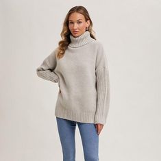 Turtleneck knit sweater. This classic turtleneck sweater is a wardrobe essential, featuring a soft, knit fabric that provides warmth and comfort. The high neckline offers a cozy fit, perfect for chilly days. Its versatile design makes it easy to pair with jeans, skirts, or trousers for a stylish and timeless look. Model is 5'9" and wearing a S/M Care Instructions: Hand wash Fabric: 50%NYLON, 25%POLYESTER, 25%ACRYLIC Casual Oversized Soft Knit Turtleneck, Trendy Oversized Soft Knit Turtleneck, Fine-knit Turtleneck Sweater, Cozy Textured Knit High-neck Turtleneck, Blue Soft Knit Turtleneck Sweater, Knit Oversized Sweater, Classic Turtleneck, Cocktail Mix, Oversized Knitted Sweaters