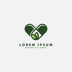 green leaf logo design with two leaves in the shape of a heart on white background