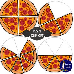 four slices of pizza cut out to look like pies