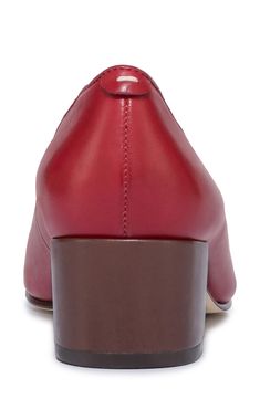 A delicate bow and glossy cap toe add timeless appeal to a poised leather pump set on a cushioned footbed and wrapped block heel. 1 3/4" heel Cushioned footbed Leather upper, lining and sole Made in Brazil Low Heel Dress Shoes For Women, Hairstyles Pictures, Braids Hairstyles Pictures, Low Heel Shoes, Red Dark, Braids Hairstyles, Leather Pumps, Low Heels, Women's Pumps