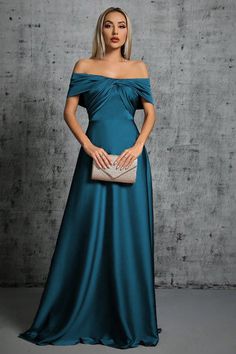 ZAPAKA Women Peacock Blue Formal Dress Satin Off The Shoulder Wedding Party Dress Off-shoulder Ball Gown For Formal Occasions, Dressy Off-shoulder Evening Dress For Formal Events, Elegant Maxi Length Ball Gown For Formal Occasions, Elegant Maxi Length Formal Ball Gown, Elegant Formal Maxi Ball Gown, Elegant Ruched Bodice Ball Gown For Gala, Elegant Ball Gown With Ruched Bodice For Gala, Elegant Gala Ball Gown With Ruched Bodice, Satin Maxi Dress For Banquet During Prom Season