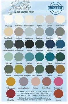 the color chart for all - in - one mineral paint