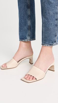 AEYDE Jeanie Nappa Leather Creamy Sandals | Shopbop Heel Caps, Rubber Heels, Nappa Leather, Women's Shoes Sandals, Leather Sandals, Open Toe, Shoes Sandals, New Arrivals, In Italy