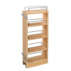 Your seasonings and canned goods will always be within reach with the Rev-A-Shelf 8'' Pullout Wood Wall Cabinet Organizer. This handy organizer features 4 levels of shelving for maximum storage space and easy access. Whether you have a small kitchen or just never seem to have enough storage space, this cabinet organizer is for you. Its open design allows you to instantly see which items are stored where. With 3 out of 4 shelves that are adjustable, you can easily change the height of each depend Rev A Shelf Kitchen, Pull Out Kitchen Storage, Wood Wall Cabinet, Pull Out Spice Rack, Kitchen Spice Rack, Wall Storage Cabinets, Frameless Cabinets, Kitchen Wall Cabinets, Kitchen Clutter