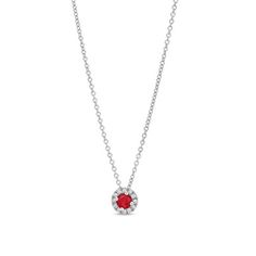 Radiate sophistication with our white gold necklace, showcasing a captivating ruby embraced by a halo of dazzling diamonds. A timeless accessory for a classic look. Journey Pendant, Diamonds Direct, Three Stone Diamond, Halo Pendant, Ruby Necklace, White Gold Necklaces, Timeless Accessories, Halo Diamond, Diamond Pendant