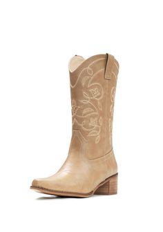 PRICES MAY VARY. 【Cowgirl Boots Style】:The 2.0 inches western wooden heel and classic western embroidery design showcase a classic but elegant western style. 【Comfortable Design】:The padded lining is soft and smooth & the latex insole is cushioned & supportive, providing comfort and warmth. 【Quality Synthetic Leathers】:Compared to leather，the uppers of our cowboy boots are more breathable and softer and looks the same 【Suitable Most Occasions】: These cowboy boots are perfect for pairing with jea Cream Cowgirl Boots, Low Cowgirl Boots, How To Wear Cowgirl Boots, Cowboy Boots For Women, Western Embroidery, Boots Mid Calf, Boots Cowgirl, Swing Dance, Style Comfortable