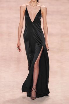 Black Dress Prom Silk, Black Long Slip Dress Outfit, Stain Backless Dress, Black Long Silk Dress, Silk Dress Runway, Black Long Slip Dress, Pragmatic Utopia, Jumpsuit Runway, Matric Dress