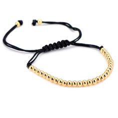 Adjustable Size From 4.75"L To 11.8"L. Each Bead Measure 4mm. Material: Copper, Rope Handmade Gold, Adjustable Bracelet, Womens Jewelry Bracelets, Braids, Copper, Women Jewelry, Bracelet, Beads, Gold