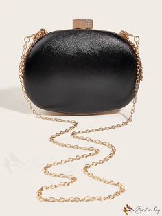 BirdinBag - Compact Chic Womens Evening Clutch - Black Handheld Mini Bag Chic Portable Shoulder Bag For Formal Occasions, Elegant Black Bag With Removable Pouch, Chic Top Handle Evening Bag, Portable Black Satchel Box Bag, Portable Black Evening Bag, Chain Strap Clutch Bag, Portable Black Box Bag Satchel, Elegant Black Top Handle Pouch, Black Pouch Box Bag