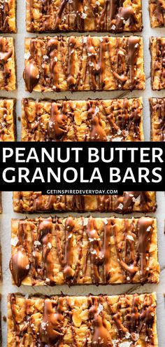 peanut butter granola bars with chocolate drizzle on top