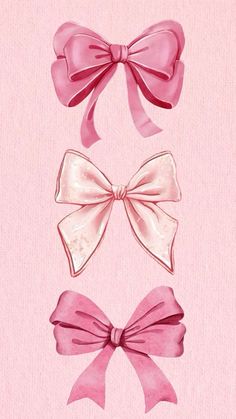 three pink bows on a pink background