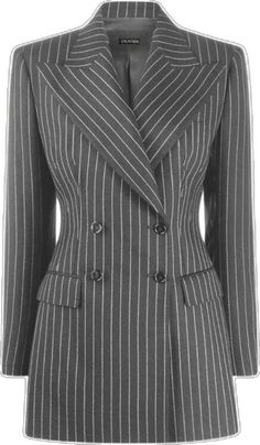 Elegant Double-breasted Pinstripe Blazer, Elegant Pinstripe Double-breasted Blazer, Elegant Pinstripe Blazer For Office, Chic Striped Double-breasted Blazer, Elegant Striped Blazer For Office, Elegant Striped Office Blazer, Double-breasted Pinstripe Fitted Blazer, Fitted Pinstripe Double-breasted Blazer, Chic Pinstripe Suits For Office