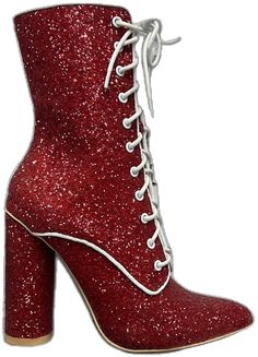 Trendy Glitter Boots For Party Season, Party Lace-up Boots With Red Sole, Party Boots With Red Sole And Lace-up Design, Trendy Glitter High Heel Boots, Red Sparkly Shoes, White Lace Boots, Pointy Boots, Sparkly Shoes, Capes For Women