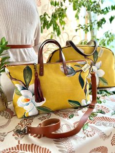 Have Metal, Yellow Fabric, Accessory Pouch, Leather Handles, Daily Look, Comfy Fits, Medium Bags, Mustard Yellow, Large Bags