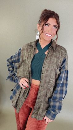 The Acid Washed Button Down Flannel in Green is a trendy and versatile addition to your wardrobe. This button-down flannel offers a stylish and relaxed look in a unique acid-washed green color. This flannel adds a touch of contemporary style to your outfit. Multi-colored patchwork Variations in prints Functional button and pockets Fabric: 100% Cotton Oversized Fit Imported Model Specs: Emily is wearing a size small in the photo.How will this item fit you? Check out our MODEL SPECS (Typical Sizing - Karli: S-Size 5/26 - 5ft 2in, Emily: S-Size 3/25 - 5ft 5in, Syd: L/XL- Size 15/ - 5ft 8in)Need help with sizing? No problem! Join our VIP group on Facebook, Everyday Chic Boutique VIP Insiders to chat directly with our team and other customers just like you.Packaged with love and shipped from ou Green Cotton Flannel Shirt With Button Closure, Fall Flannel Shirt With Button Closure, Green Cotton Button-up Flannel Shirt, Green Cotton Flannel Shirt For Spring, Green Collared Shacket For Fall, Spring Green Cotton Flannel Shirt, Green Long Sleeve Flannel Shirt With Button Closure, Casual Green Button-up Shacket, Flannel Tops With Buttons For Fall