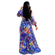 Blue Floral Print V Neck Bohemia Maxi Dress Boho Chiffon Dress, Long Summer Dresses Maxi, Leopard Print Maxi Dress, Maxi Dress Floral, Boho Beach Dress, Long Summer Dresses, Plus Size Maxi Dresses, Style Maxi Dress, Evening Party Dress