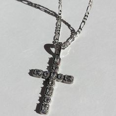 Truly Blessed Jewels - Hope CZ Cross Silver Necklace Sterling Silver Crucifix Necklace In Fine Jewelry Style, Fine Sterling Silver Crucifix Necklace, White Gold Cross Jewelry For Spiritual Style, Crystal Cross Jewelry With Adjustable Chain, Crystal Cross Jewelry With Chain, Crystal Cross Chain Jewelry, Spiritual White Gold Cross Jewelry, Spiritual Crucifix Clavicle Chain Jewelry, Diamond White Cross Pendant Jewelry