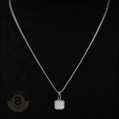 Carito Stainless Steel Box Chain Necklace with Square Stone Pendant - BERML BY DESIGN JEWELRY FOR MEN