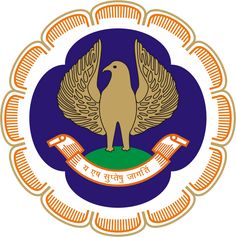 the emblem of india with an eagle on it's back and banner around it