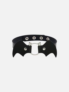 Punk Bat Vampire PU Necklace - Anagoc Gothic Halloween Costume Choker, Halloween Gothic Costume Choker, Gothic Choker For Halloween Costume, Adjustable Gothic Choker For Cosplay, Gothic Black Choker For Costume, Adjustable Gothic Choker For Costume Party, Gothic Choker For Halloween And Alternative Fashion, Adjustable Gothic Choker For Alternative Fashion, Halloween Punk Style Choker For Cosplay