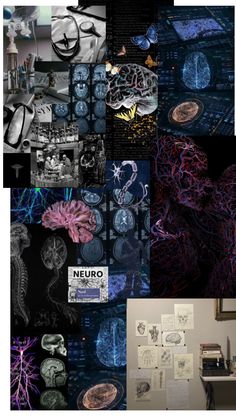 a collage of photos with different types of brain images and text on them, including the words neuro