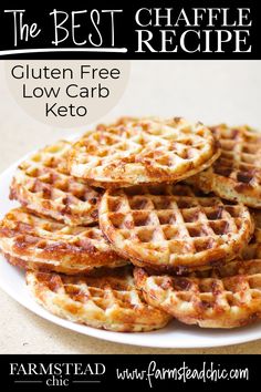 the best gluten free low carb keto waffles on a white plate