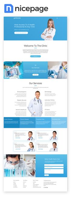 the landing page for nicepage, which is designed to look like a medical website