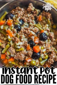 the instant pot dog food recipe is ready to be eaten and served in a bowl