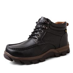 This Pernia men's boot is genuine leather, it's perfect for all-day wear. Smooth leather uppers are sure to keep feet cool and dry. The leather linings make these boots comfortable and durable. The rubber insoles provide a solid and stable base. It's an elegant, stylish, and versatile boot that can be dressed up or down. Waterproof Leather Lace-up Martin Boots, Leather Martin Boots With Reinforced Toe For Outdoor Activities, Leather Martin Boots With Reinforced Toe For Outdoor, Leather Martin Boots With Reinforced Toe, Ankle-high, Leather Martin Boots With Round Toe For Outdoor Activities, Classic Outdoor Martin Boots With Round Toe, Leather Ankle-high Martin Boots With Reinforced Toe, Leather Martin Ankle Boots For Outdoor Work, Classic Martin Boots With Round Toe For Outdoor