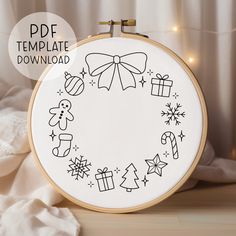 a hand embroidered christmas ornament on a white background with the text free template