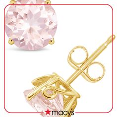 in stock Macy's Earrings With Prong Setting For Gift, Diamond Cut Earrings From Macy's As Gift, Macy's Earrings With Prong Setting As Gift, Macy's Earrings With Prong Setting, Macy's 14k Gold Earrings With Prong Setting, Macy's Round Gemstone Earrings, Macy's Gemstone Round Earrings, Classic Earrings, Morganite