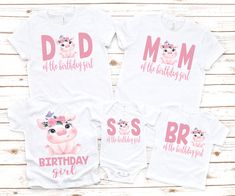 three shirts with the words, mom and daughter on them