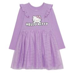 Sweeten her wardrobe with this girls' baby and toddler Hello Kitty long sleeve dress.Sweeten her wardrobe with this girls' baby and toddler Hello Kitty long sleeve dress. Click on the BABY PRODUCTS & CLOTHES GUIDE to find everything you need to keep your baby healthy and happy!FEATURES Crewneck Long sleeves Knee length Brushed hacci and mesh constructionFABRIC & CARE Polyester, rayon, spandex Machine wash Imported Size: 3T. Color: Purple. Gender: female. Clothes Guide, 2nd Birthday Gifts, Hello Kitty Dress, Adorable Style, Toddler Size Chart, Mesh Skirt, Baby And Toddler, Baby Products, Future Baby