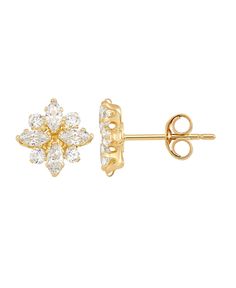 Be Dazzled by these flower clustered earrings set in 14k Gold. Gold Flower Cluster Earrings, Gold Diamond Flower Cluster Earrings, Gold Flower-shaped Cluster Earrings For Wedding, Hypoallergenic Yellow Gold Flower-shaped Earrings, Gold Flower-shaped Cluster Earrings With Cubic Zirconia, Baby Earrings, Beauty Gift Sets, Flower Earrings Studs, Cluster Earrings