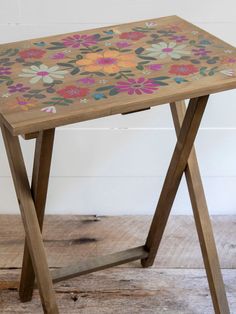 Wooden TV Tray Table - Mustard Folk Flower-view 1 Wooden Tv Trays, Muebles Shabby Chic, Tv Tray Table, Tray Tables, Tv Tray, Nostalgic Memories, Wooden Tv, Cozy Couch, Tv Trays