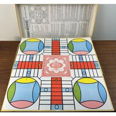 an old board game in its case on a table