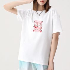 #kawaii #strawberry #tshirt Strawberry Tshirt, Asian Crafts, Kawaii Strawberry, Milk Box, Stylish Shirts, T Shirt Design, Unisex Fashion, Original Design, Cotton T Shirt