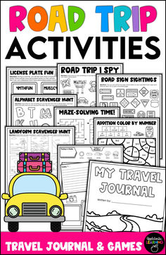 the road trip activities for kids to learn how to read and draw with their own hands