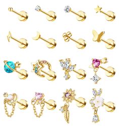 an assortment of different types of piercings